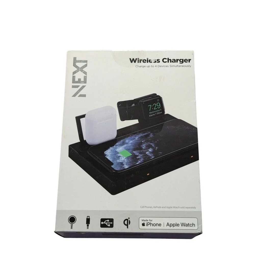 Oo3O NEXT 4-in-1 10W Wireless Charging Pad Apple iPhone, Watch, Airpods - Black